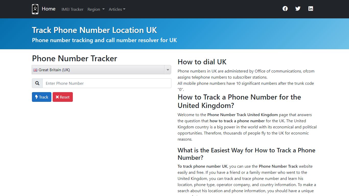 Track Phone Number Location UK